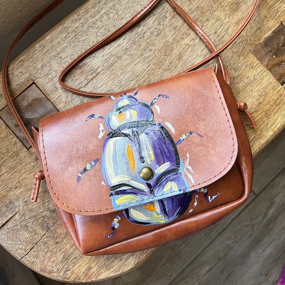 CUSTOM HANDPAINTED Beetle Purse